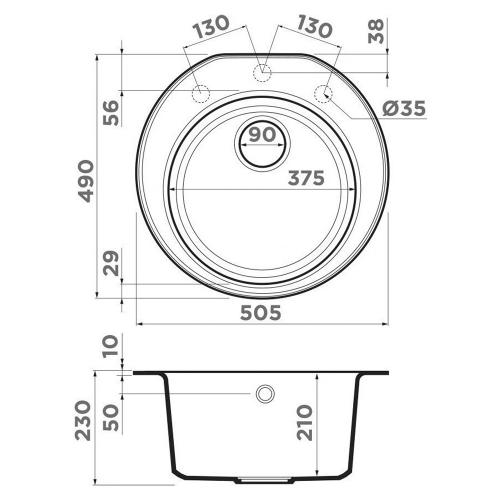 Мойка 50,5 см Omoikiri Miya 50R-BL черная - 6 фото