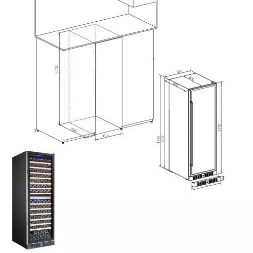 Винный шкаф на 163 бутылки Temptech Premium WP180DCB черный