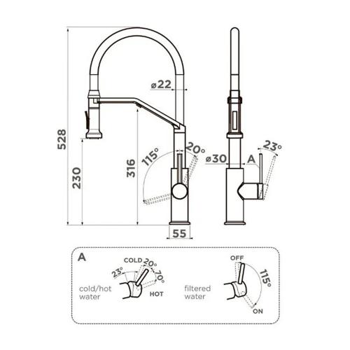 Смеситель Omoikiri Makkari 2 Plus-SB-C-BL хром/черный - 2 фото