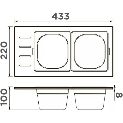 Контейнер для мойки 22x43,3 см 18 л Omoikiri 18 л DC-02-2-GB графит