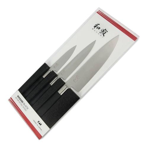 Набор кухонных ножей Kai Wasabi Black 3 пр