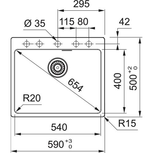 Кухонная мойка 59 см Franke Maris MRG 610-54 TL оникс - 2 фото