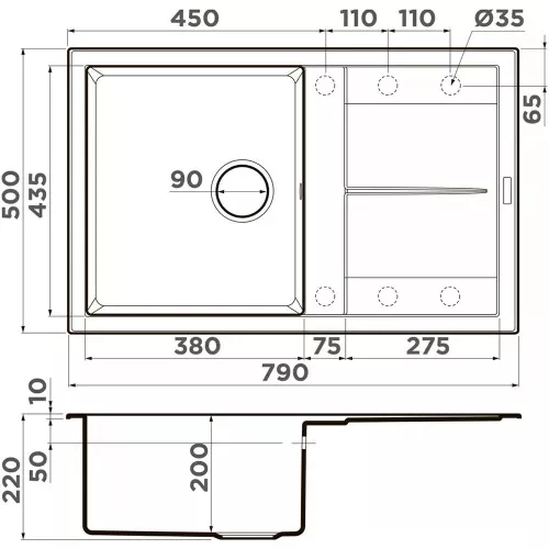 Кухонная мойка 79 см Omoikiri Sumi 79A-WG wind green