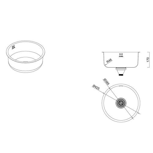 Кухонная мойка 42,5 см Kantera Round Bowl BSR385 ST полированная сталь