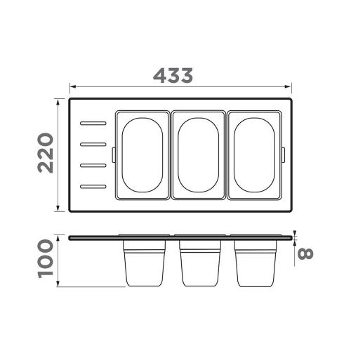 Контейнер для мойки 22х43,3 см 18 л Omoikiri DC-02-3-GB графит