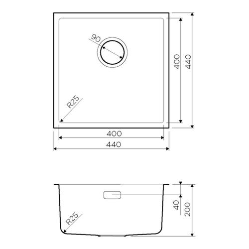 Кухонная мойка 44 см Omoikiri Traditions Tadzava 44-U-IN Quadro нержавеющая сталь