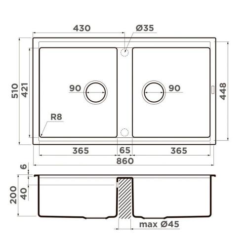 Кухонная мойка 86 см Omoikiri Kitagawa 86-2-GB графит - 4 фото