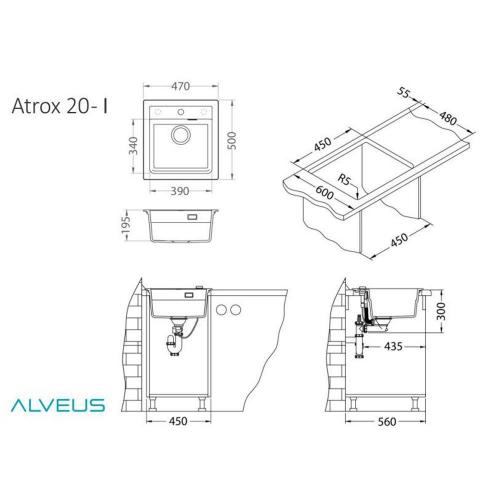 Кухонная мойка 47 см Alveus Granital Atrox 20 Beige