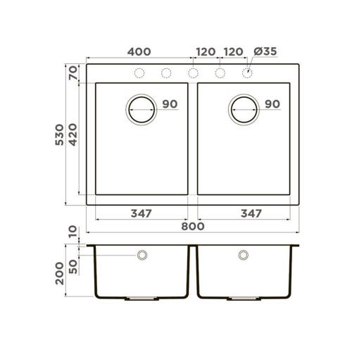 Кухонная мойка 80 см Omoikiri Solidity Bosen 80-2-BL черная