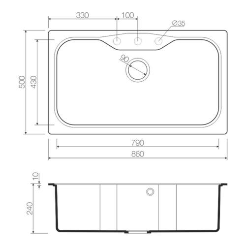 Кухонная мойка 86 см Omoikiri Solidity Maru 86-WH белая - 3 фото