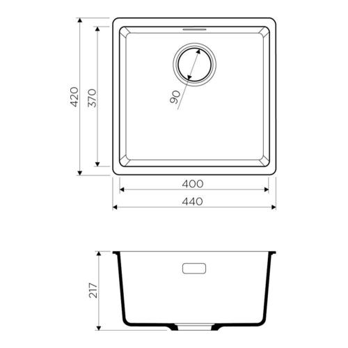 Кухонная мойка 44 см Omoikiri Solidity Kata 44-U-BL черная - 2 фото