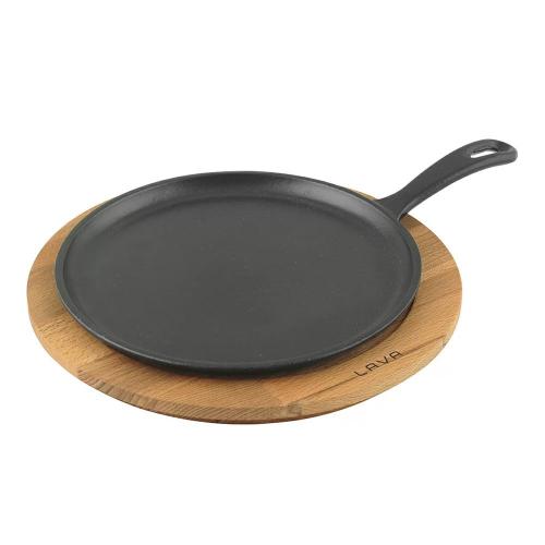 Сковорода для подачи чугунная на подставке 20 см LAVA черная