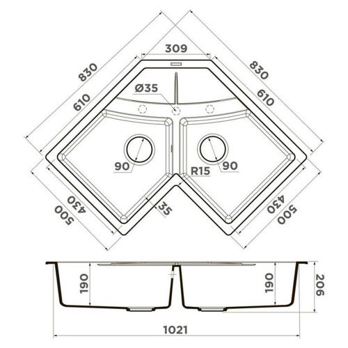 Кухонная мойка 102,1 см Omoikiri Sumi 83C-BL черная - 2 фото