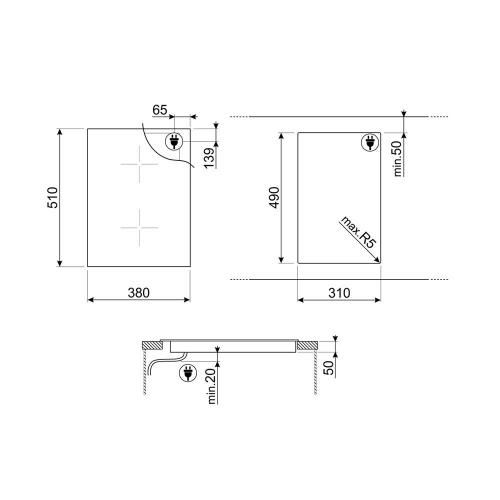 Индукционная варочная панель 38 см Smeg SIM3323D черная