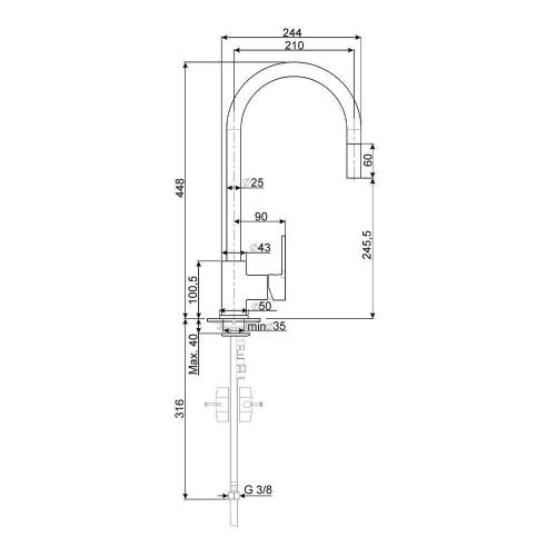 Смеситель Smeg MID2MN черный матовый - 3 фото