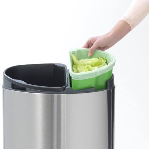 Двухсекционный мусорный бак 10-23 л Brabantia Touch Bin стальной