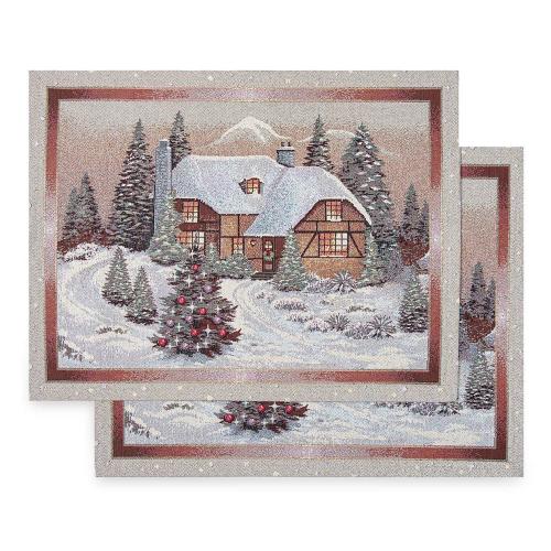 Набор подстановочных салфеток Mix&Match Home Перед Рождеством бежевый 2 пр