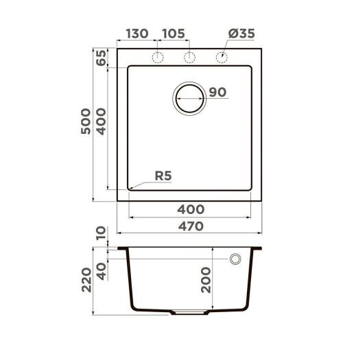 Кухонная мойка 47 см Omoikiri Solidity Bosen 47-GR leningrad grey - 2 фото