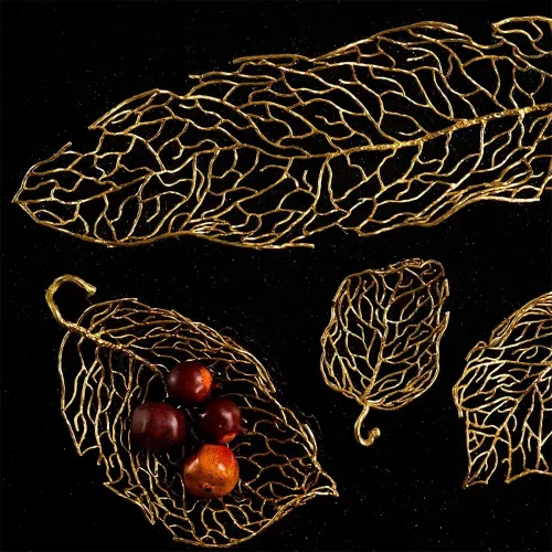 Сервировочное блюдо 32х11 см Michael Aram Autumn Leaf золотое