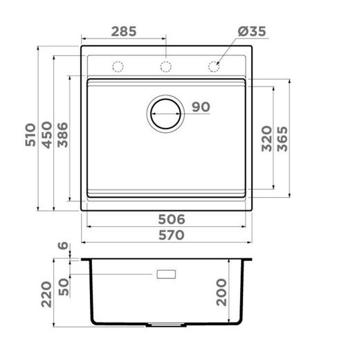 Кухонная мойка 50,6 см Omoikiri Kitagawa 57-GB графит