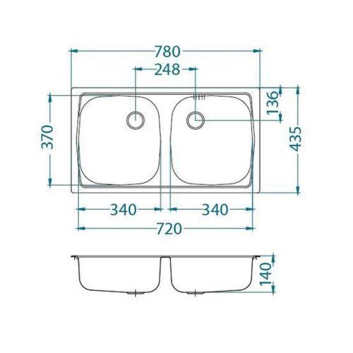 Кухонная мойка 78 см Alveus Basic 160 LEI-60 нержавеющая сталь декор