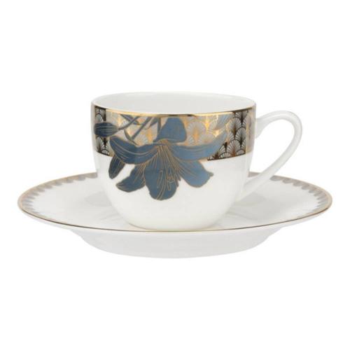 Чашка чайная с блюдцем 220 мл Royal Worcester Голубая лилия белая