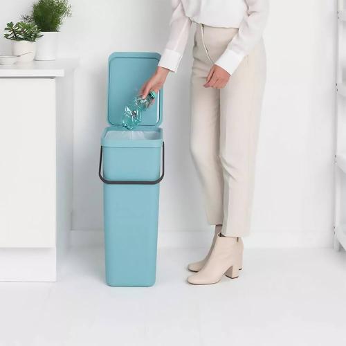 Ведро для мусора 40 л Brabantia Sort&Go голубое