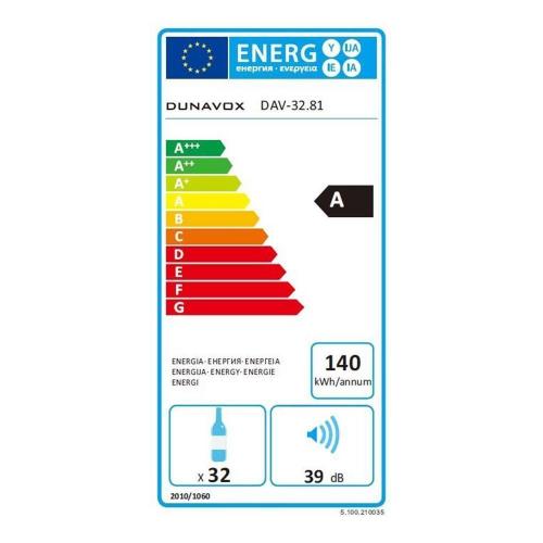 Встраиваемый винный шкаф на 32 бутылок Dunavox DAV-32.81DW.TO белый