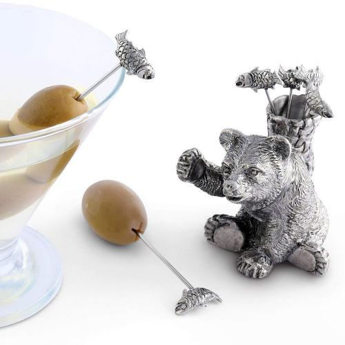 Набор шпажек с подставкой Медведь Vagabond House Woodland Creatures 7 пр оловянный