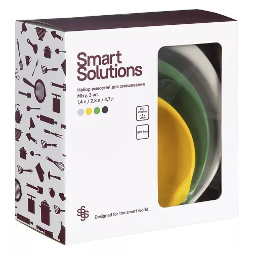 Набор мисок Smart Solutions Mixy разноцветный 3 пр