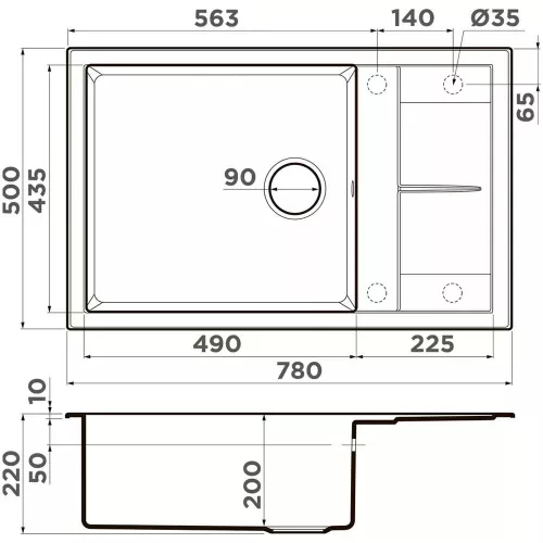 Кухонная мойка 78 см Omoikiri Solidity Sumi 78A-LB-WH белый