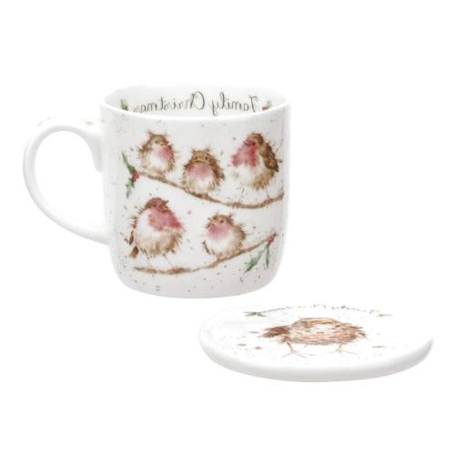 Кружка с подставкой Семейное рождество Птицы 310 мл Royal Worcester Забавная фауна