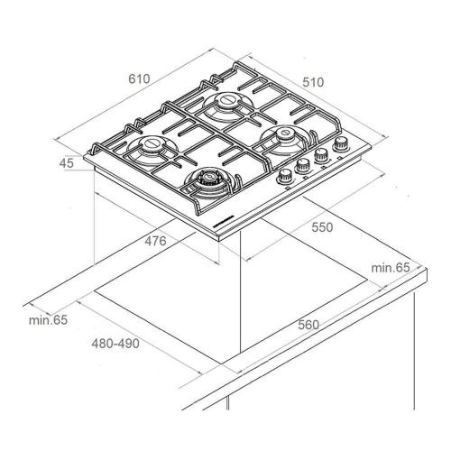 Газовая варочная панель 61х51 см Kuppersberg Hi-Tech FG 63 W белая