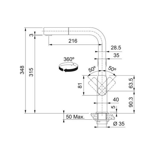 Смеситель Franke Mythos Nozzle Side нержавеющая cталь