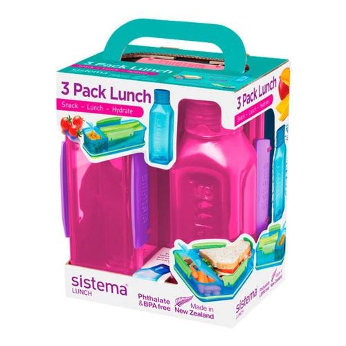 Набор контейнеров и бутылки Sistema Lunch красный 3 пр