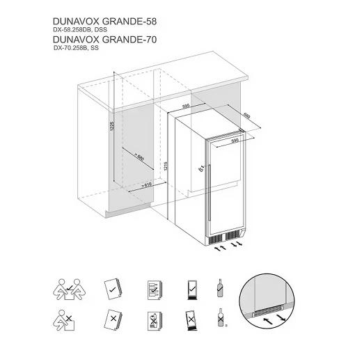 Винный шкаф на 70 бутылок DUNAVOX DX-70.258SS стальной