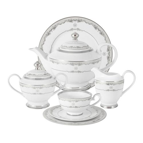 Чайный сервиз на 12 персон Midori Корона 40 пр серебро - 1 фото