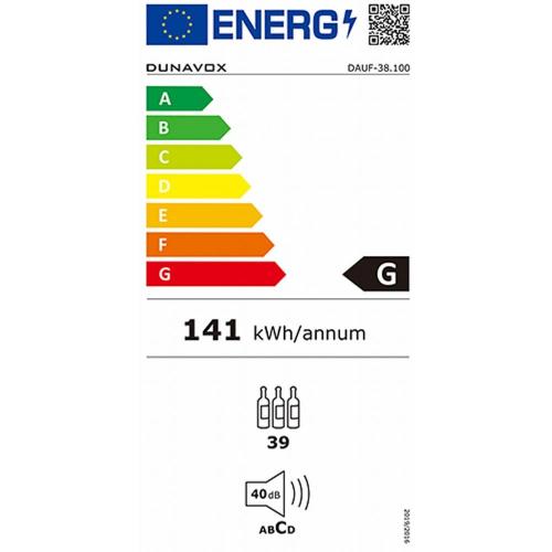 Встраиваемый винный шкаф на 38 бутылок Dunavox Flow DAUF-38.100DB.TO черный