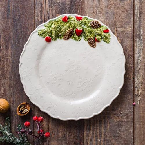Тарелка обеденная 29,5х2,5 см Bordallo Pinheiro Christmas Garland белая
