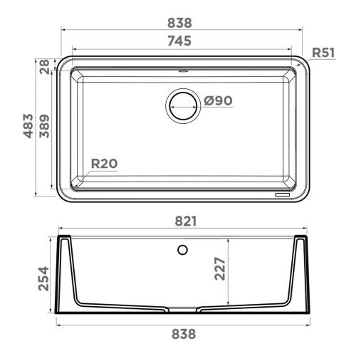Мойка 82,1 см Omoikiri Tarento 83-U/I-GB графит