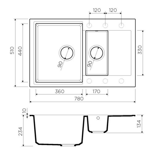 Кухонная мойка 78 см Omoikiri Solidity Daisen 78-2-SA бежевая - 2 фото