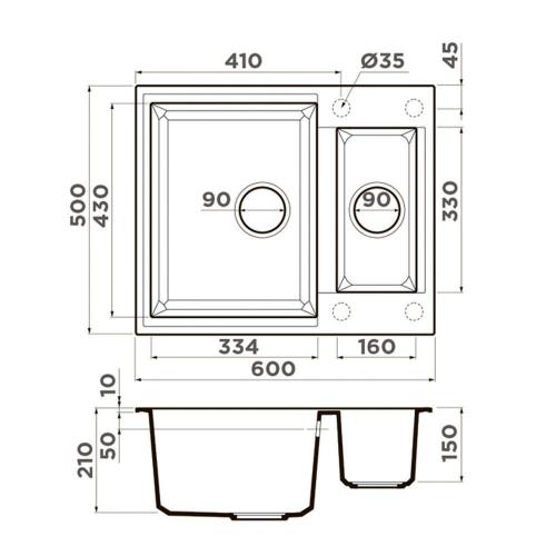 Кухонная мойка 60 см Omoikiri Solidity Sakaime 60-2-DC темный шоколад