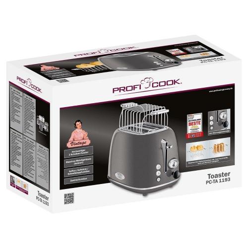 Тостер на 4 ломтика Profi Cook PC-TA 1193 серый