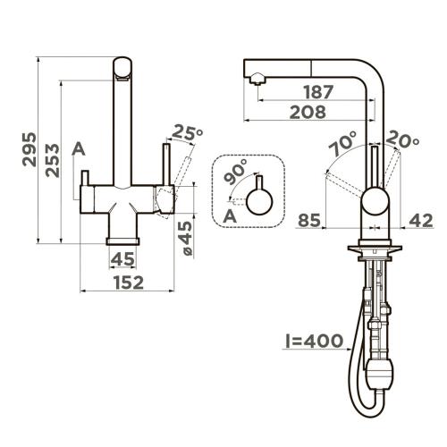 Смеситель 29,5х15,2 см Omoikiri Takamatsu S-GB графит