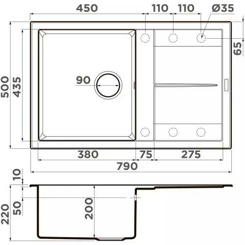 Кухонная мойка 79 см Omoikiri Sumi 79A-WH белый - 2 фото