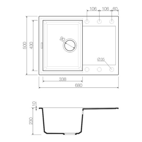 Кухонная мойка 68 см Omoikiri Solidity Sakaime 68-BL черная - 2 фото