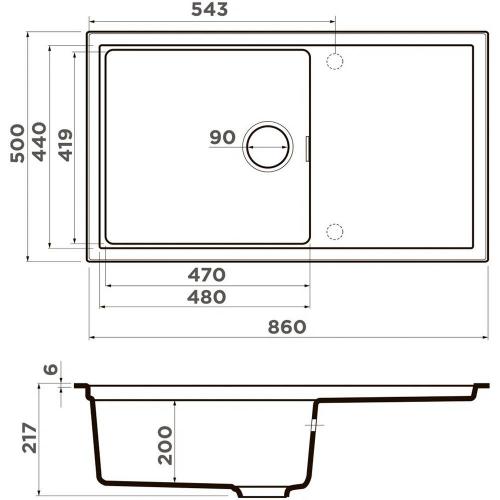 Кухонная мойка 86 см Omoikiri Sintesi 86-WH белая - 2 фото