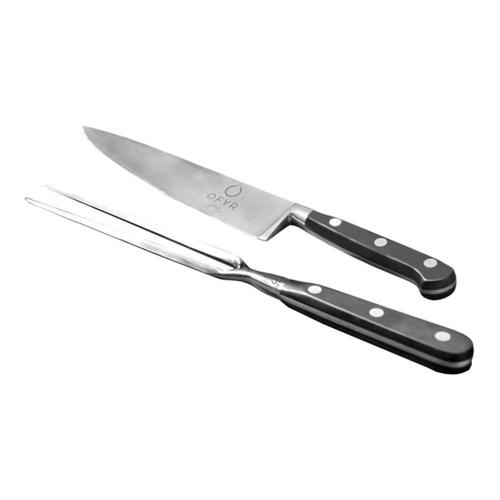 Нож с вилкой для мяса 31,5 см OFYR 2 пр черный