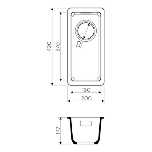 Кухонная мойка 20 см Omoikiri Solidity Kata 20-U-BL черная - 2 фото