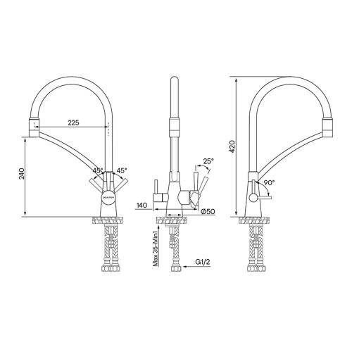 Смеситель 23,5 см Paulmark Siegen Basis 431 белый - 3 фото